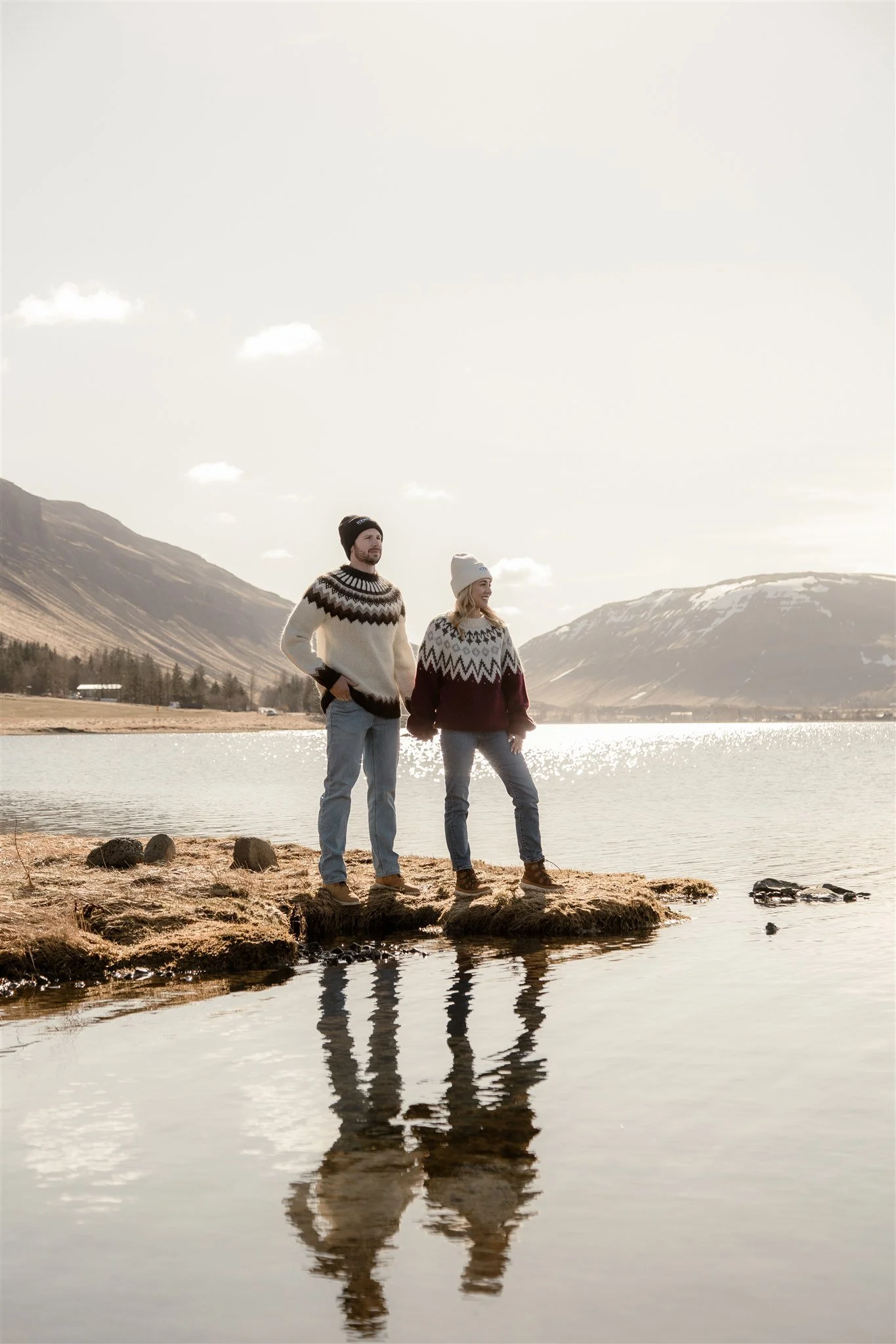 Iceland engagement photos in Icelandic sweaters 