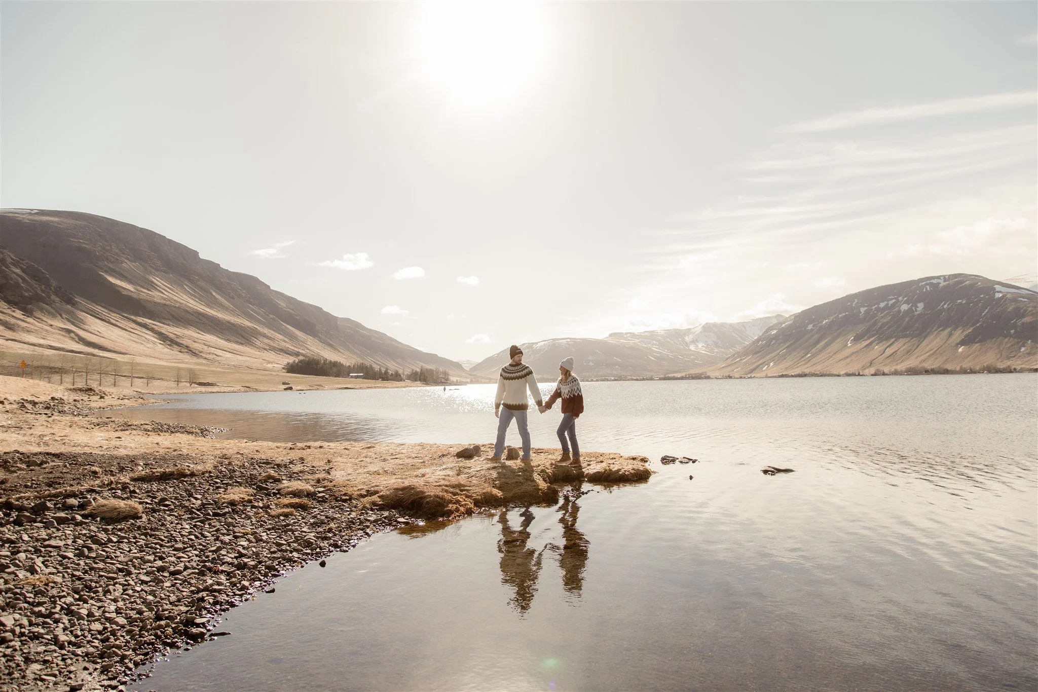 Iceland engagement photos in Icelandic sweaters 