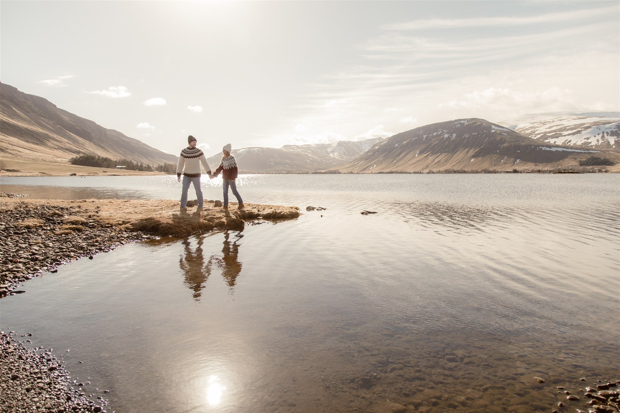 Iceland engagement photos in Icelandic sweaters 