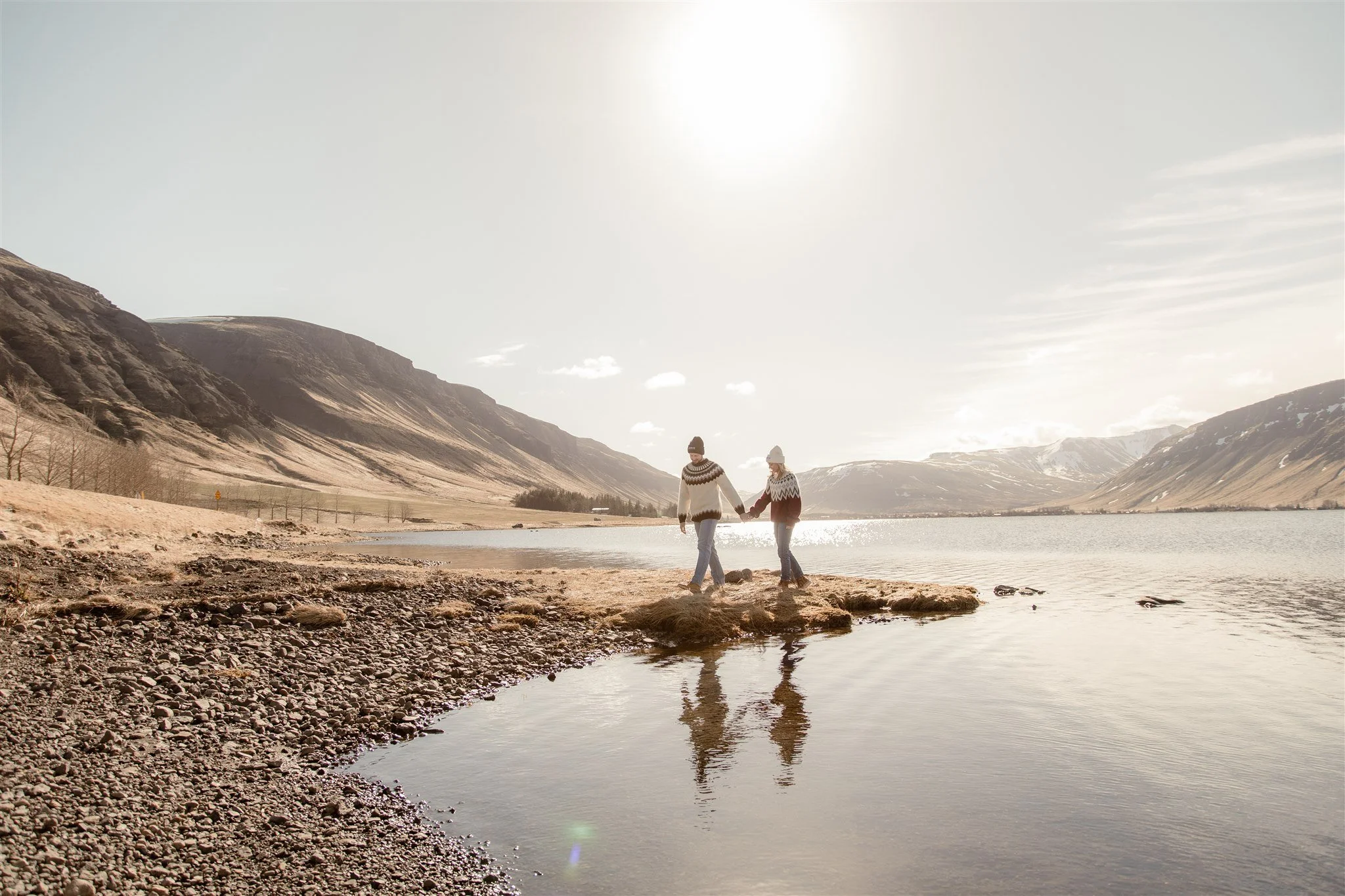 Iceland engagement photos in Icelandic sweaters 