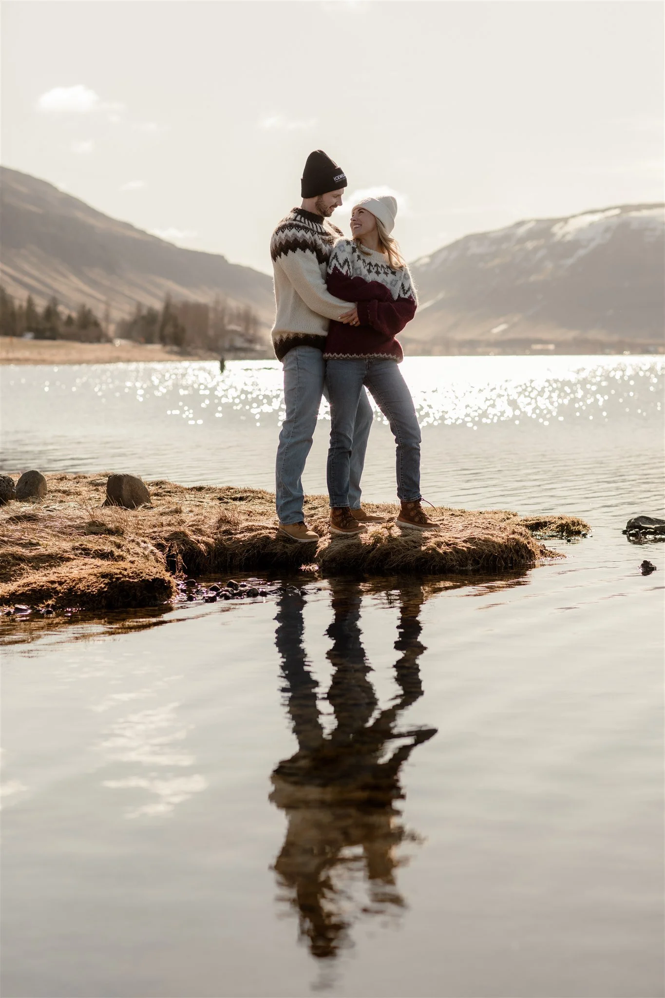 Iceland engagement photos in Icelandic sweaters 