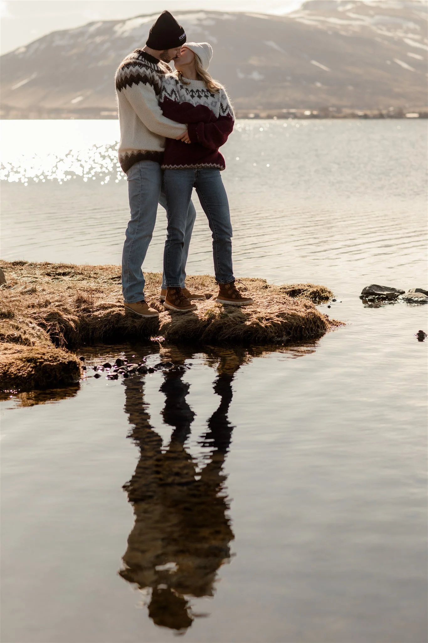 Iceland engagement photos in Icelandic sweaters 