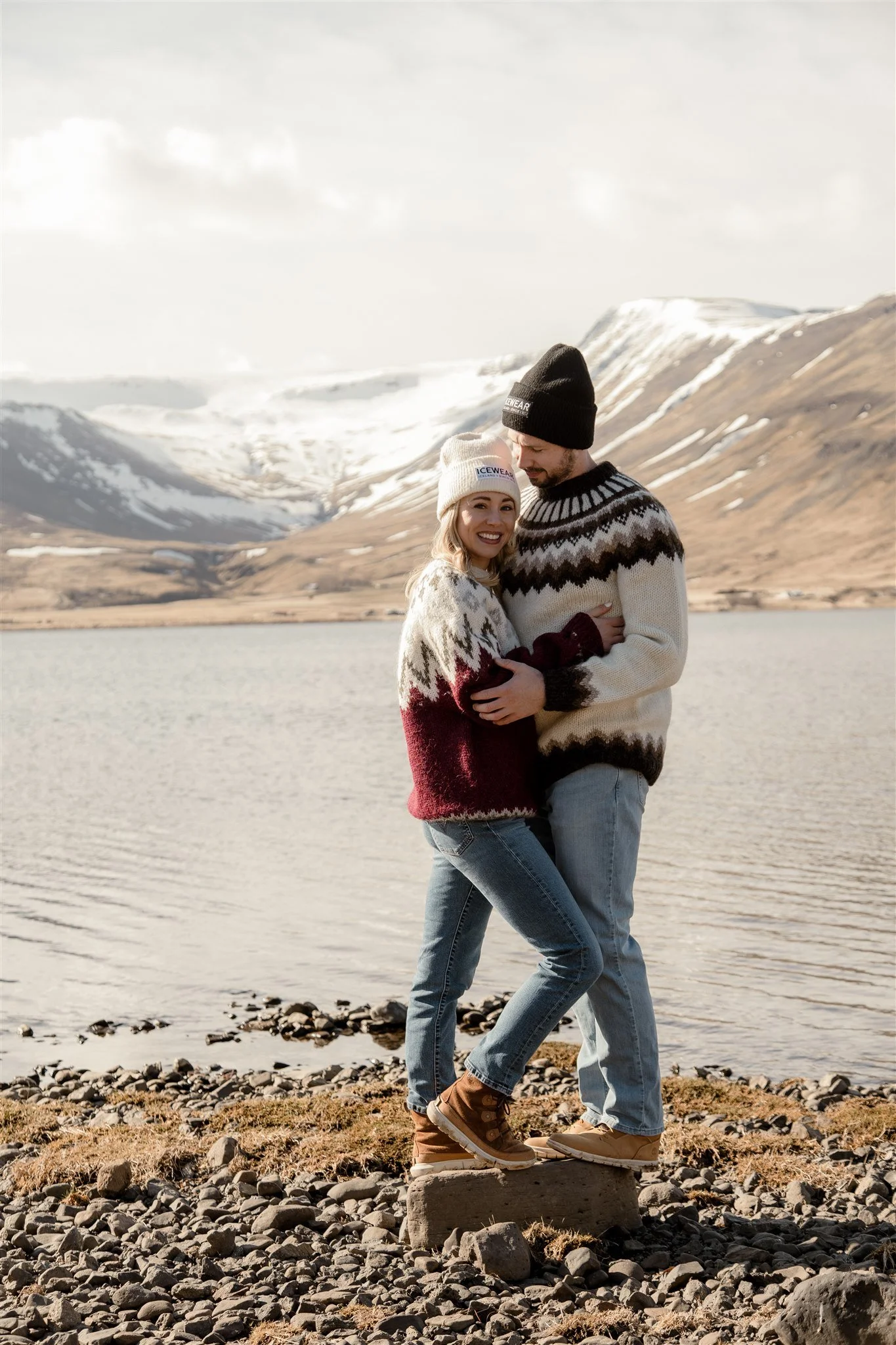 Iceland engagement photos in Icelandic sweaters 