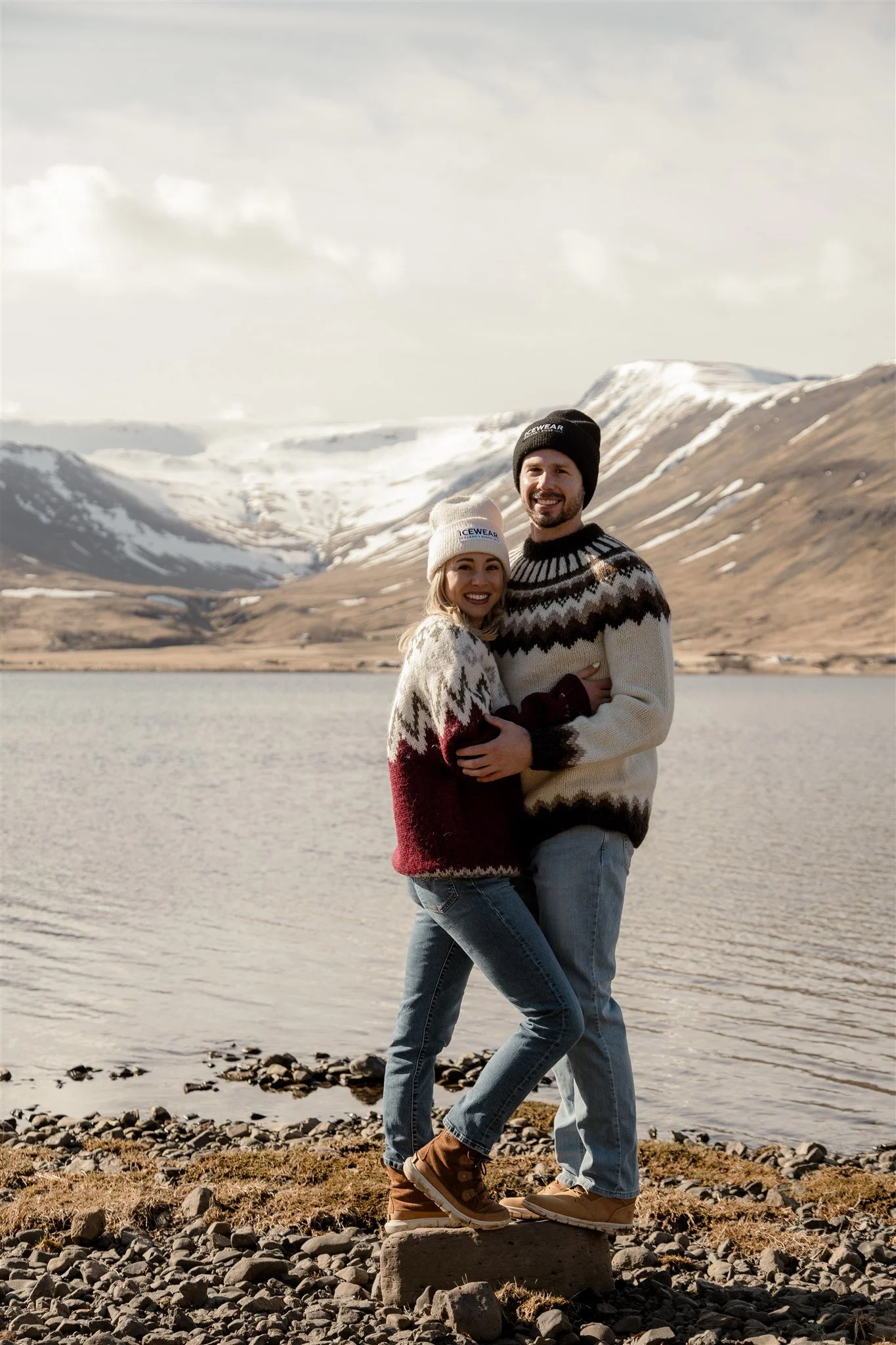 Iceland engagement photos in Icelandic sweaters 