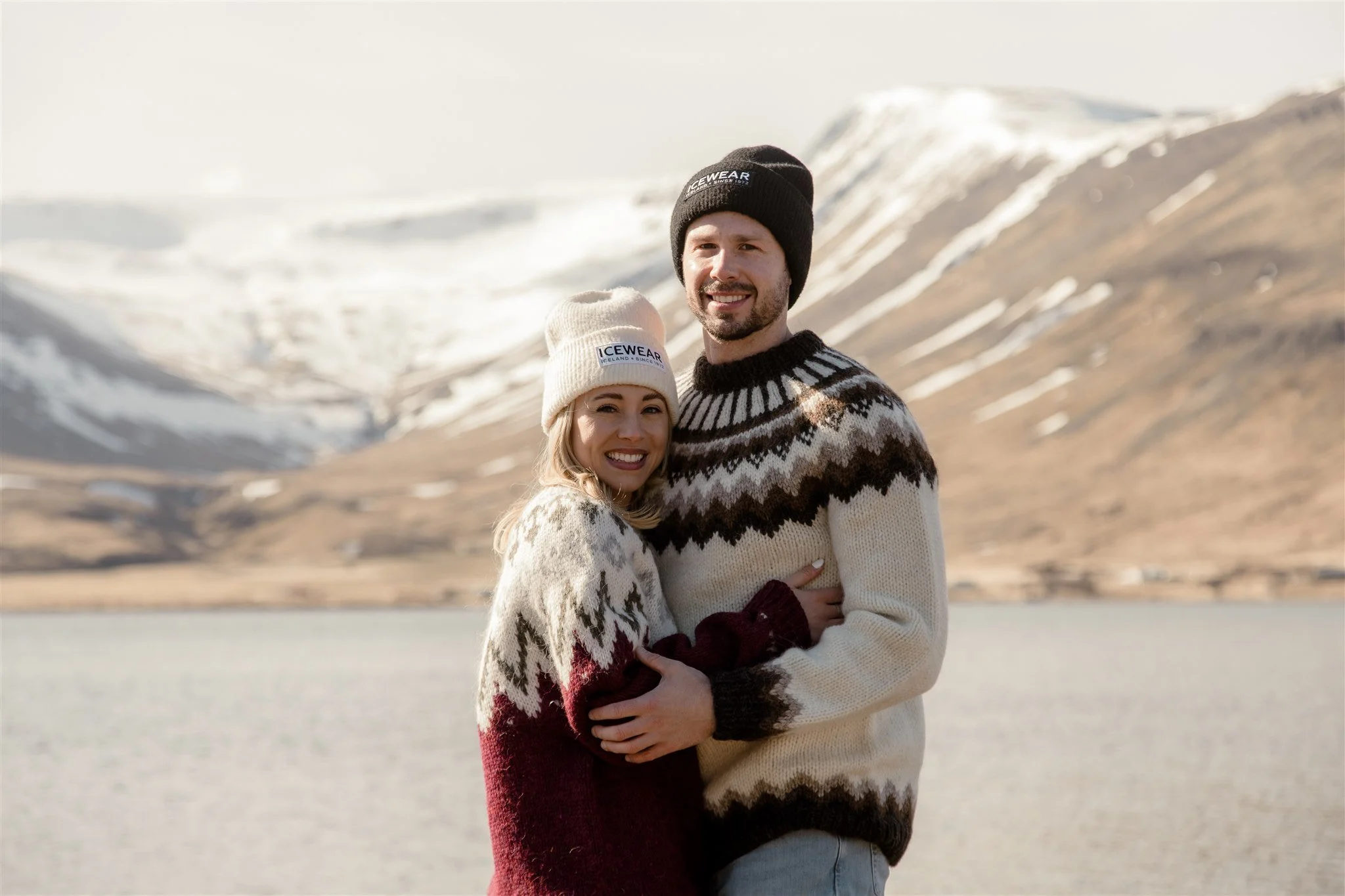 Iceland engagement photos in Icelandic sweaters 