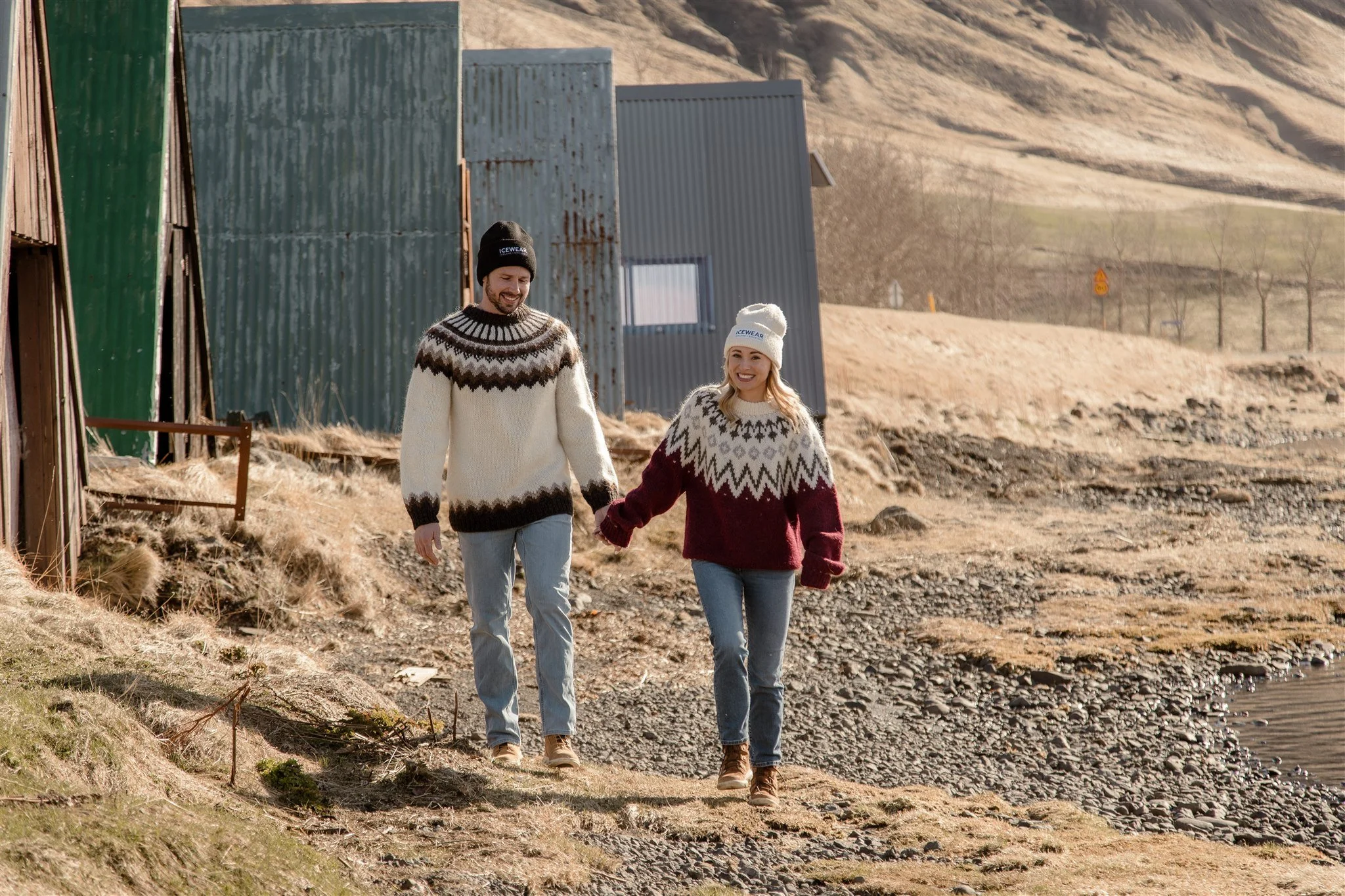 Iceland engagement photos in Icelandic sweaters 