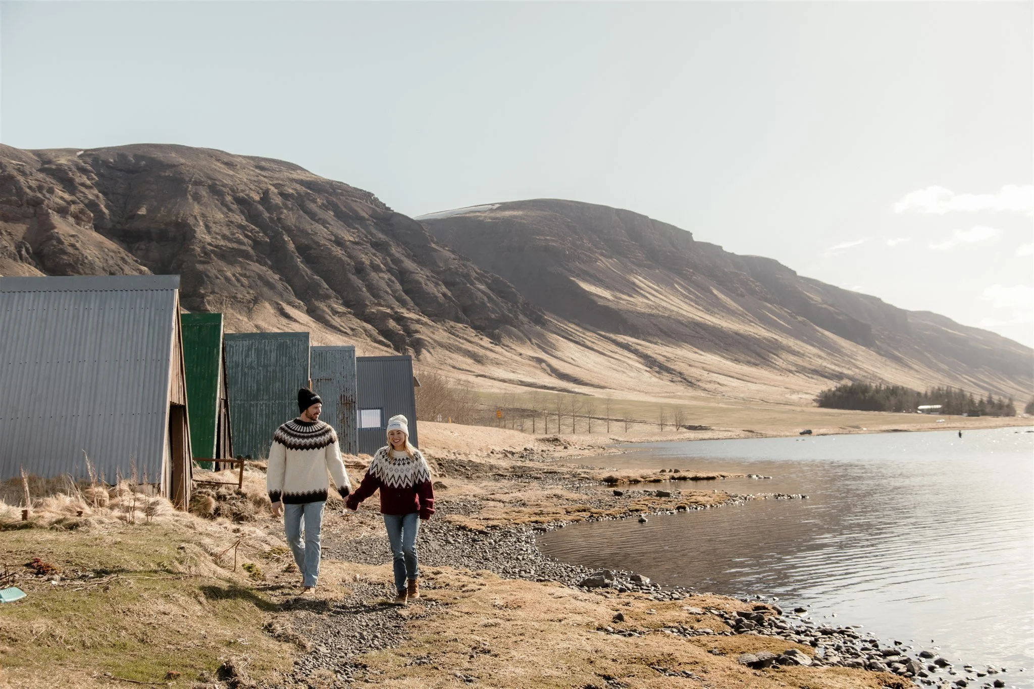 Iceland engagement photos in Icelandic sweaters 