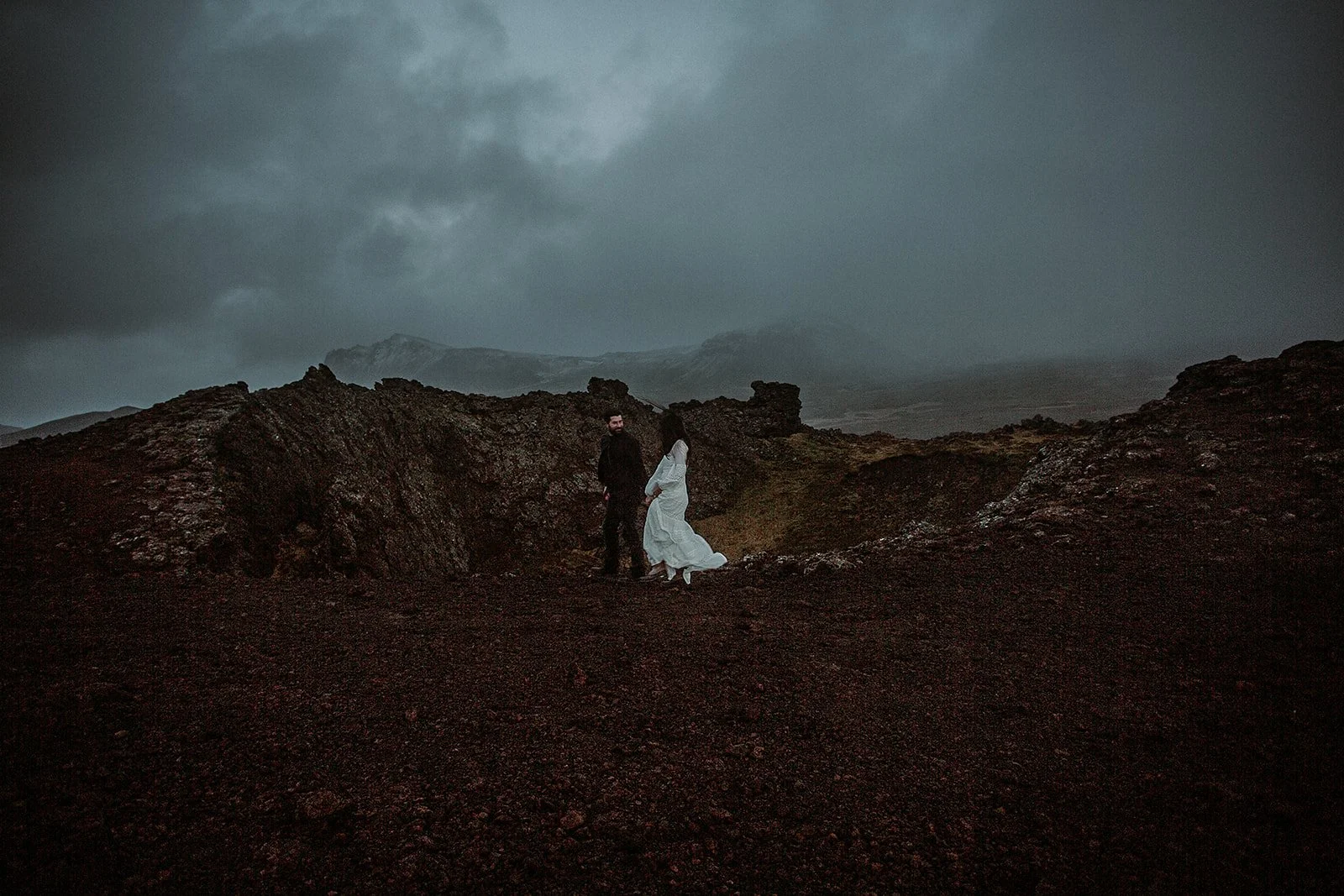 iceland elopement on top of volcano by Iceland elopement photographer Steph zakas