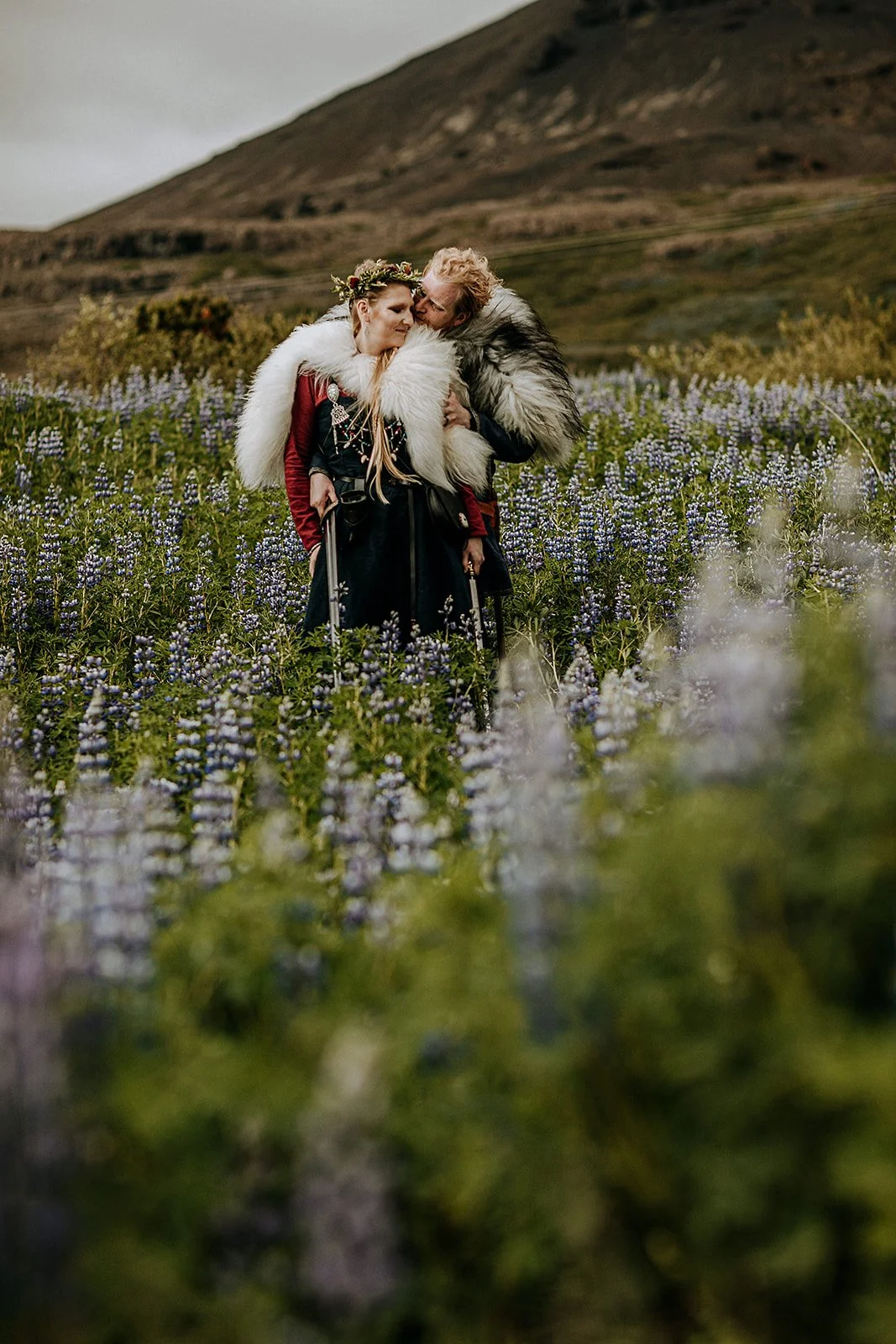Iceland elopementViking wedding in lupines by local Iceland elopement photographer & planner Steph Zakas