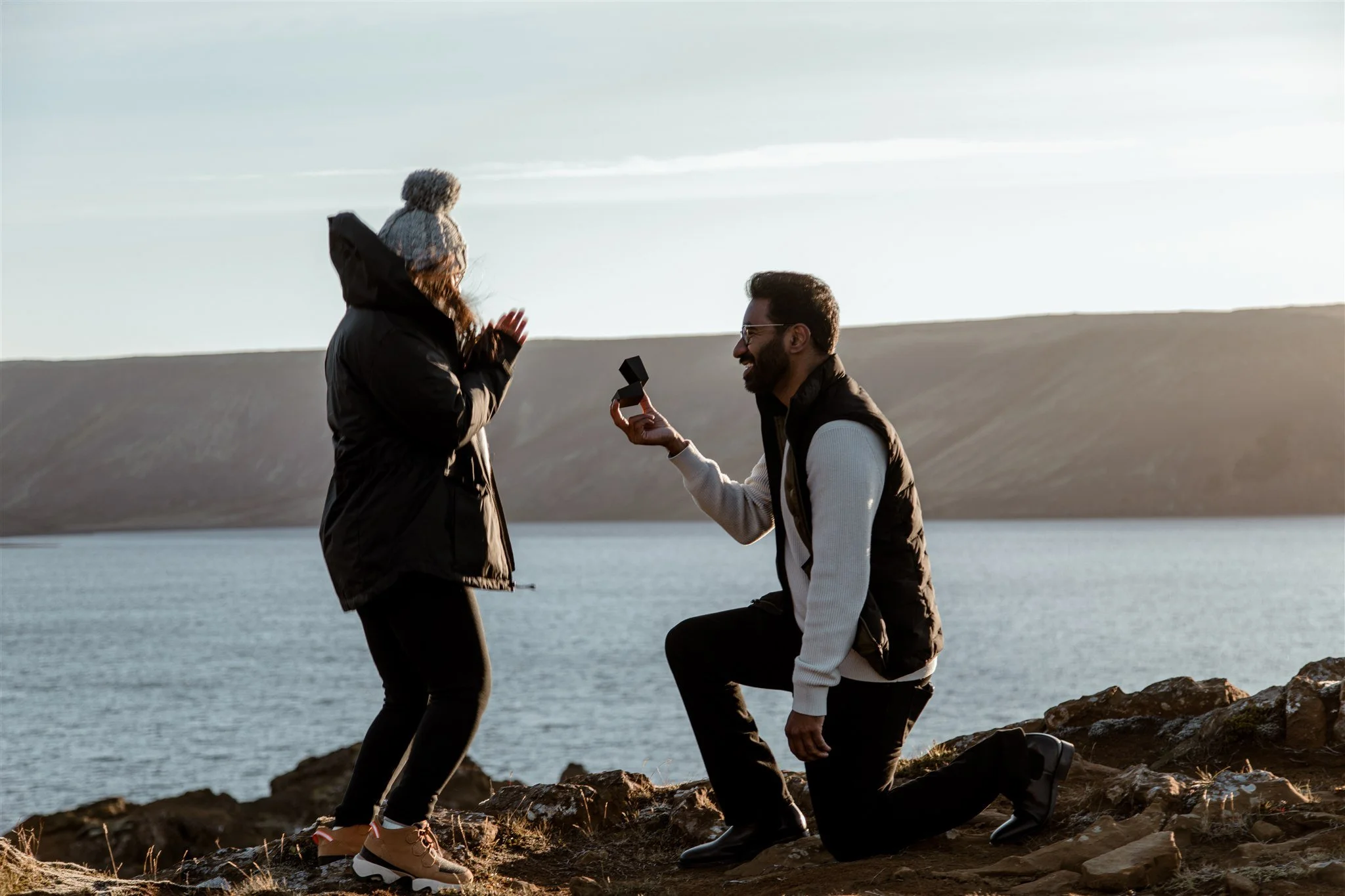 secret iceland marriage proposal couple getting engaged in iceland by iceland proposal engagement photographer