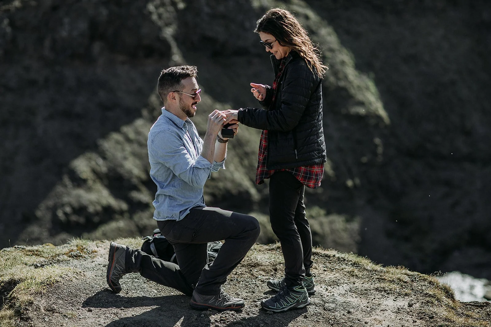 secret iceland proposal couple getting engaged in iceland by iceland engagement proposal photographer