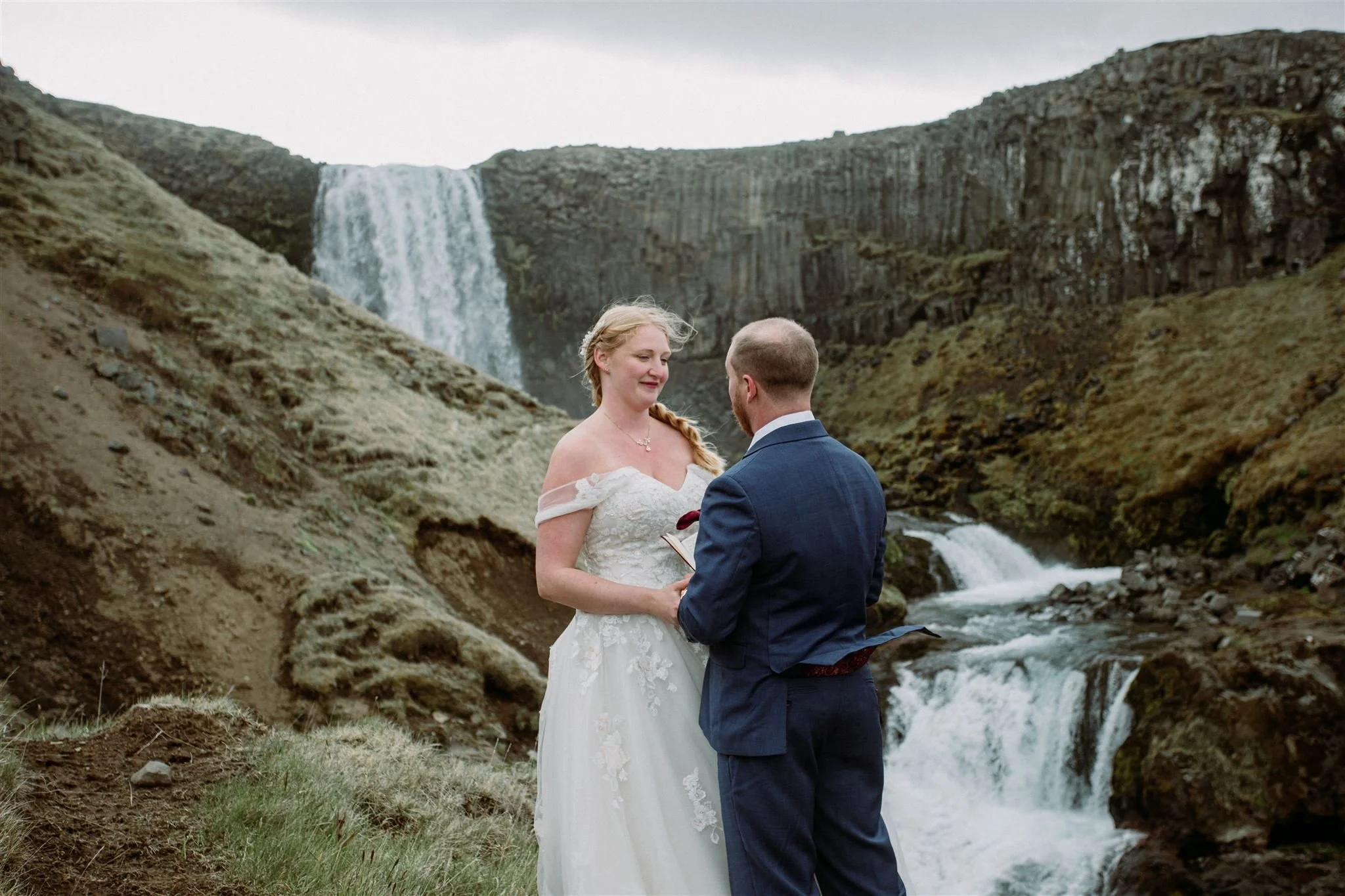 iceland elopement at private waterfall by iceland elopement photographer Steph zakas