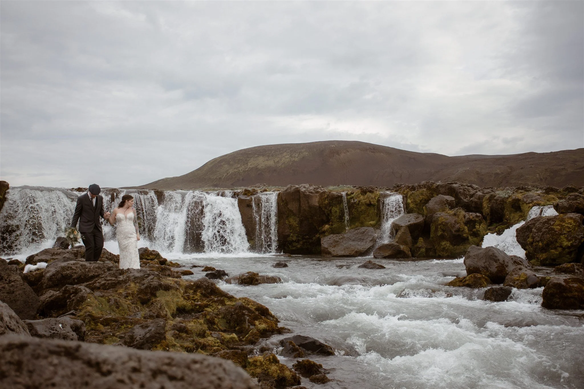 Iceland elopement in the Highland with secret waterfall