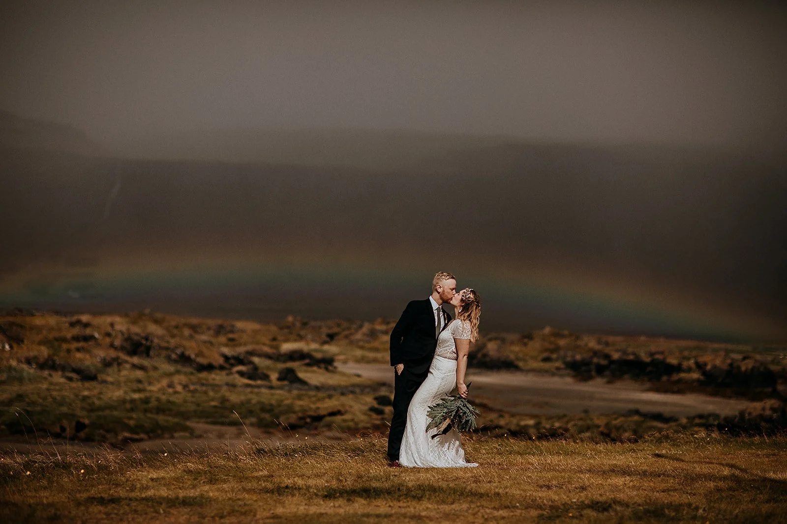 iceland elopement under warinbow by Iceland elopement photographer Steph zakas
