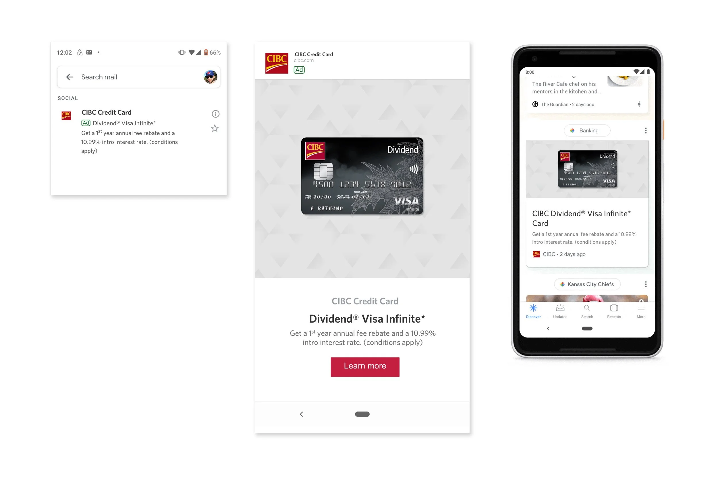  Gmail Ad for CIBC credit card. Created in Figma.  My Role: Concept and Design. 