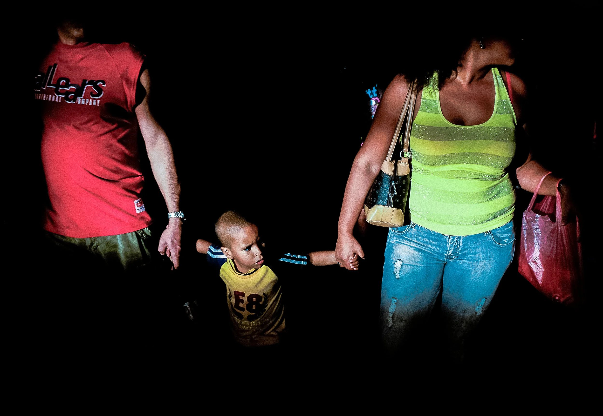 Couple With Child at Railroad Station Havana, 2013