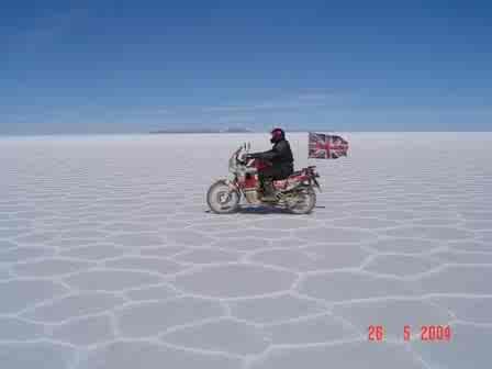 Riding on the Uyuni Salt Flats