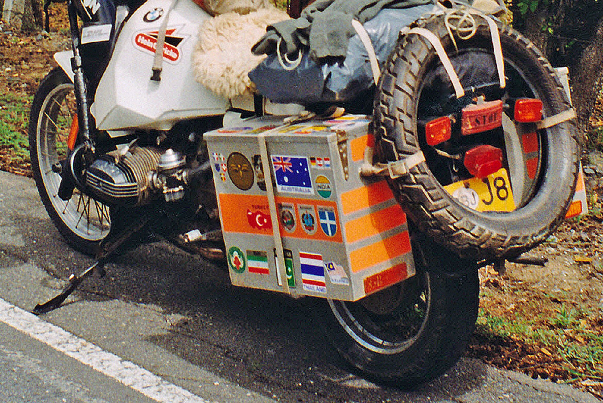 Adventure motorcycle loaded panniers
