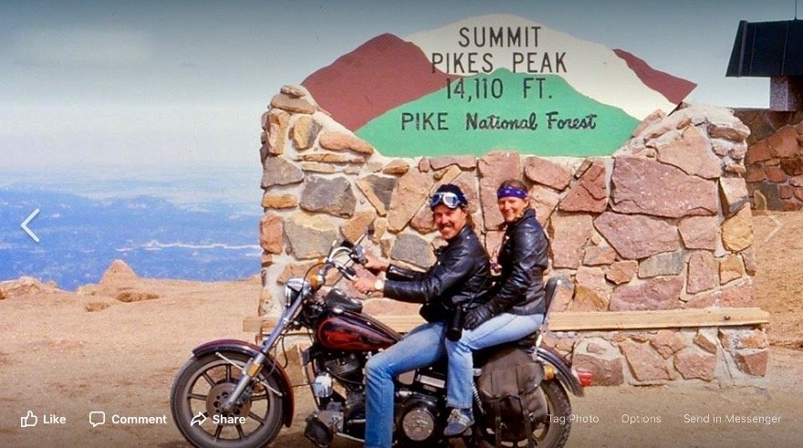  Graeme and Katrina on their ‘adventure bike’ circa 1984. They spent 12 months in North America, a little more than half of that time touring on this bike. 