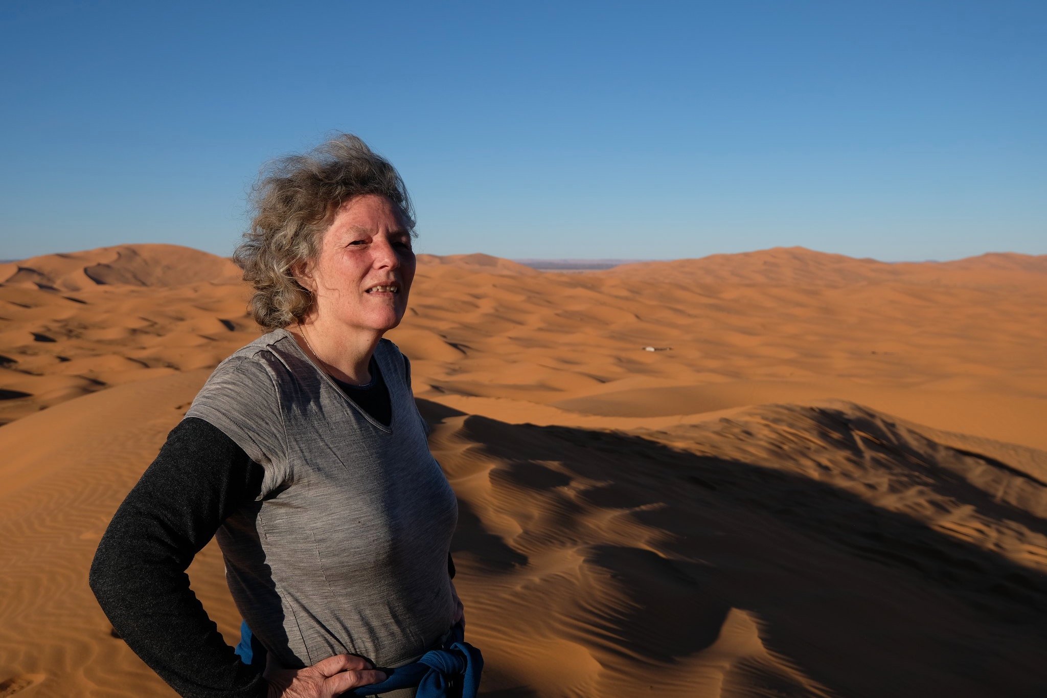  Katrina atop a monster sand dune in Morocco. 