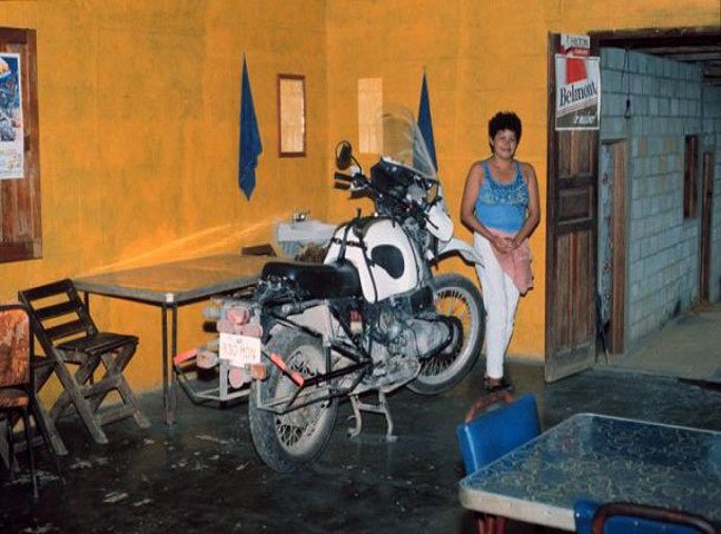  Grant Johnson: Parking the bike safely in restaurant in Guatemala 