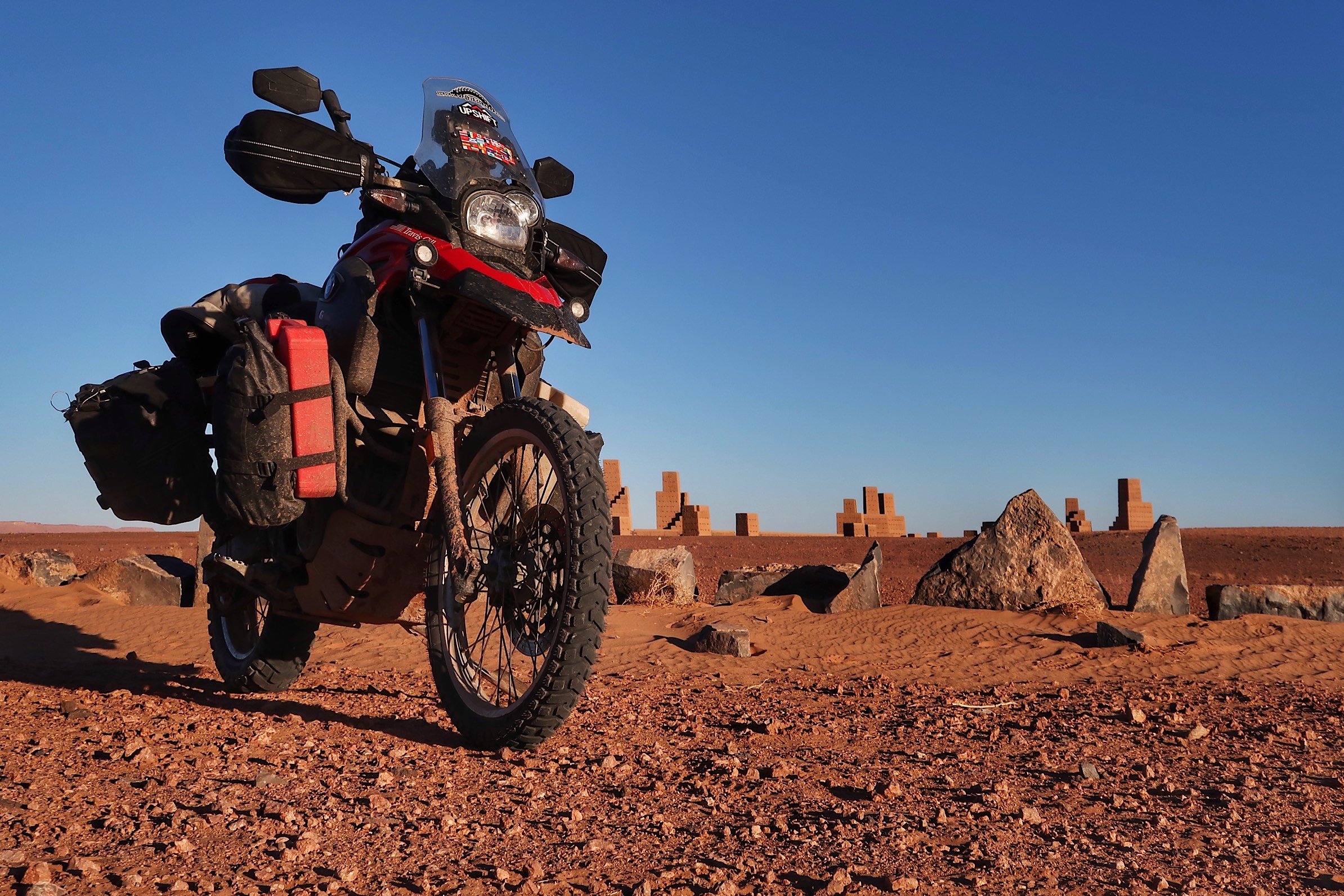  Motorcycle in desert in Morocco. 