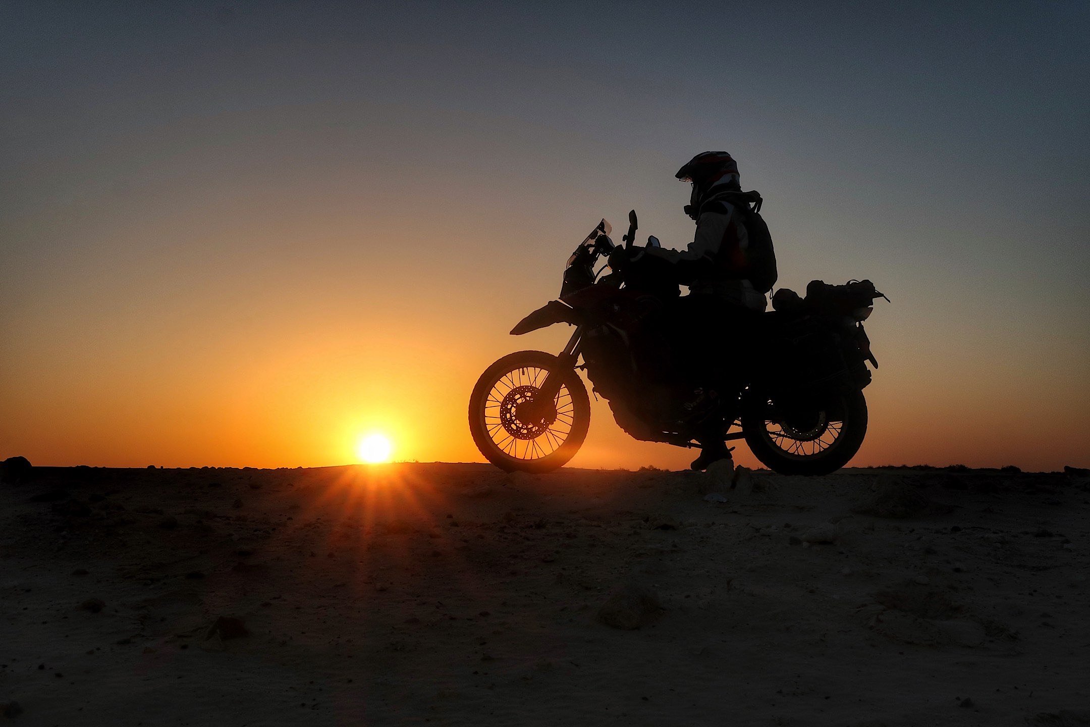  Motorcycle at sunset. 