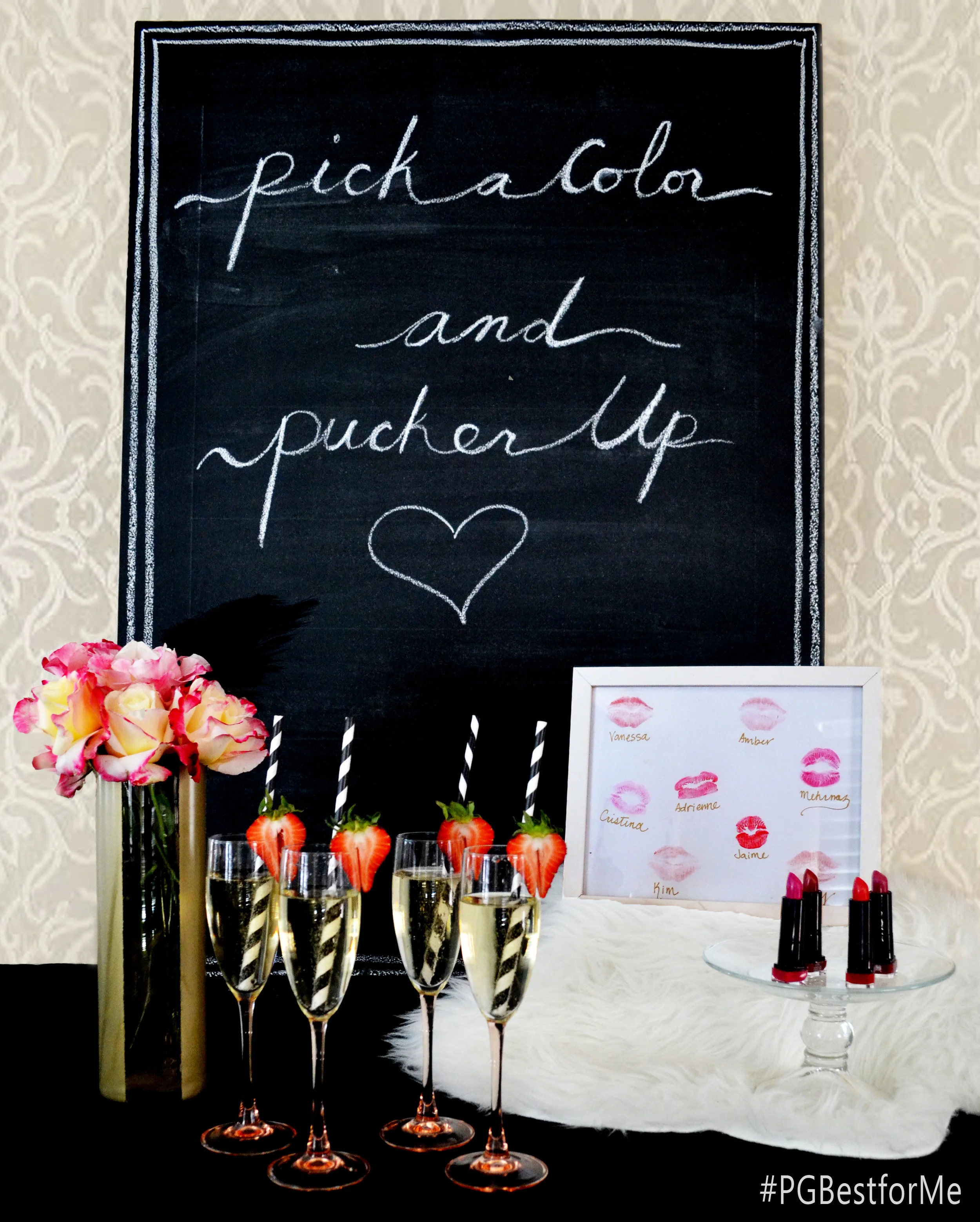 Planning a bachelorette party or girls night out? Have your girlfriends pick a color and pucker up on a piece of paper as a keepsake for the special lady.