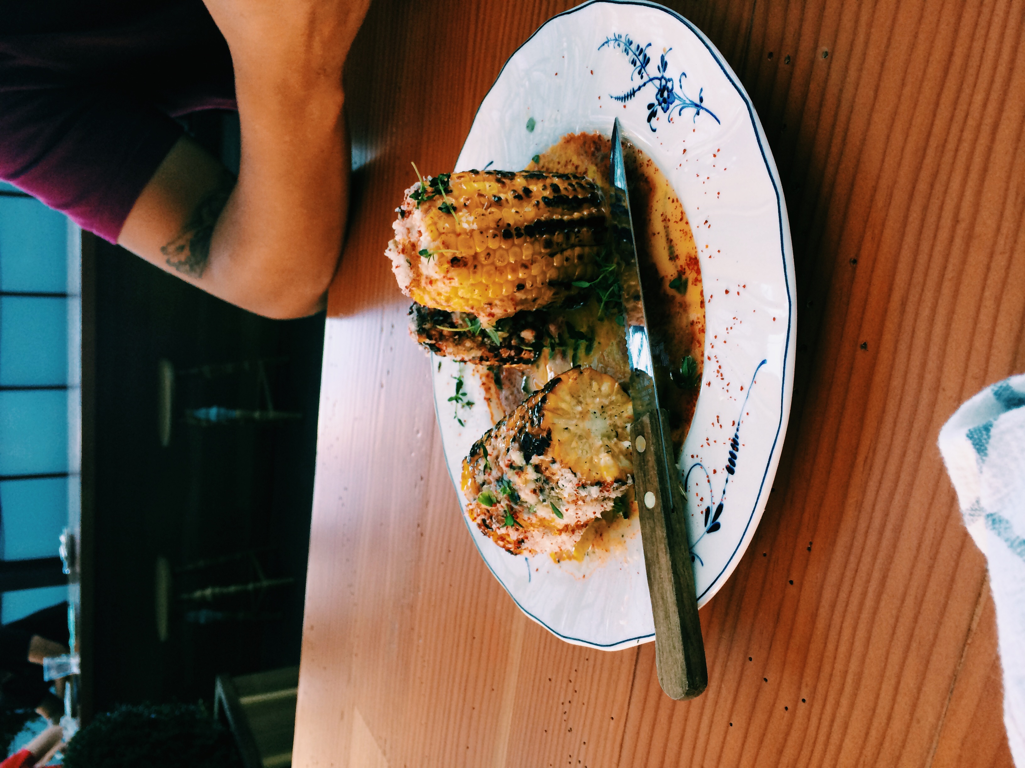 Mexican style street corn with Korean chile.
