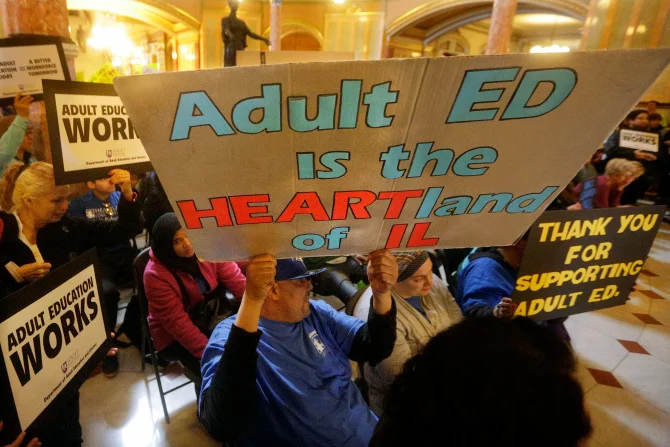 Protest in Springfield, Illinois, April 2016.