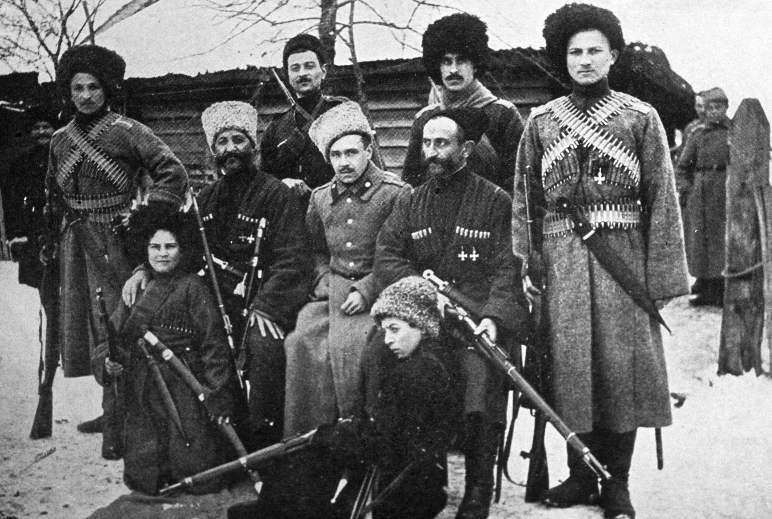 Three generations of Cossacks—photo from “Donald Thompson in Russia”