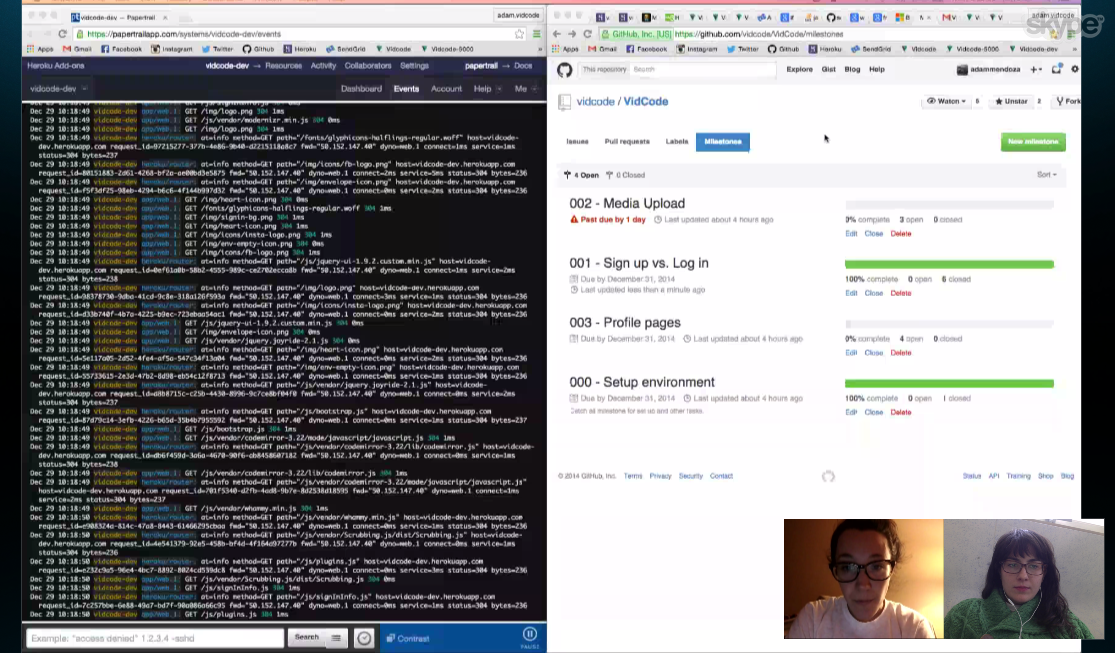 On the left you can see our Github, this is where we store all of our code. We'll teach you more about that later!
