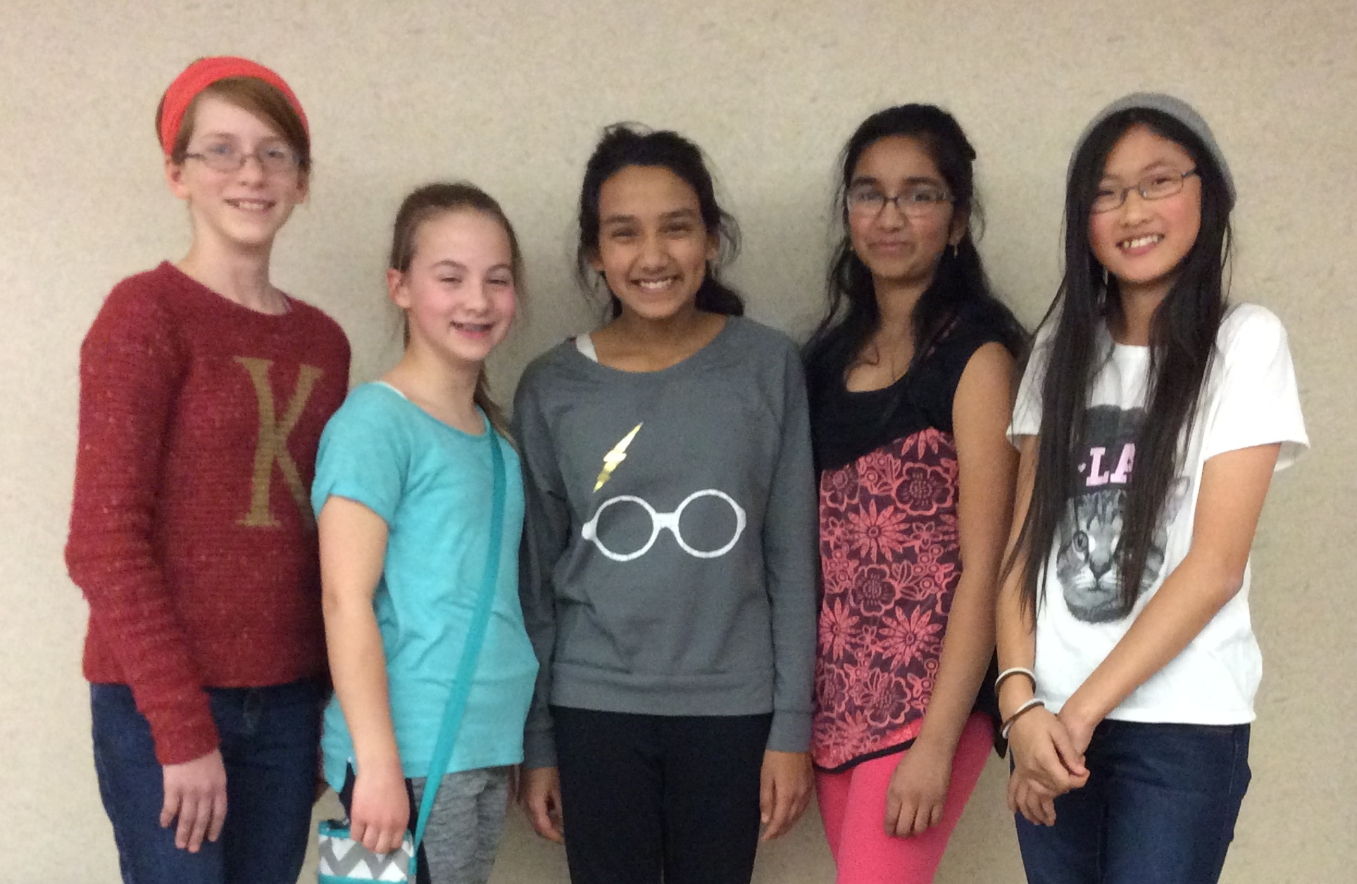 Pictured from left to right: Katja, Alyssa, Sreya, Sudhiksha, and Eilene.