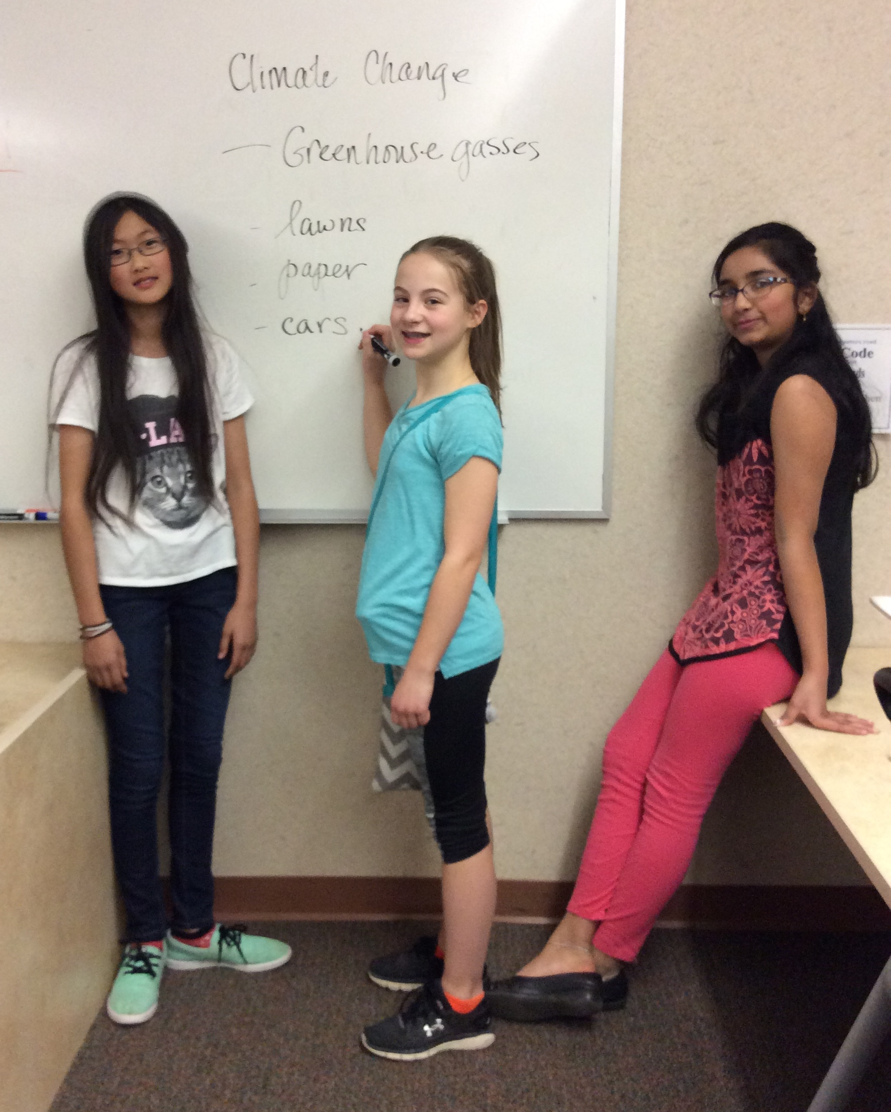The Girls Code 4 Climate Contest winners brainstorming video ideas