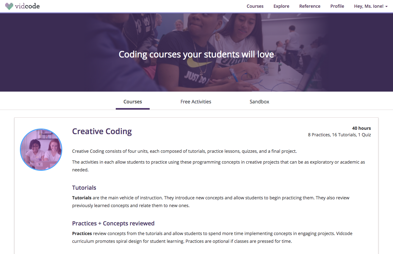 New list of courses