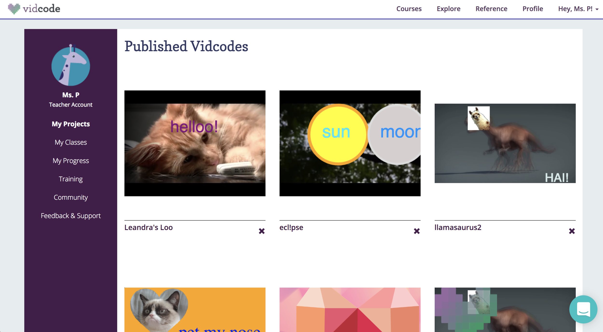 Previous ‘Profile’ section
