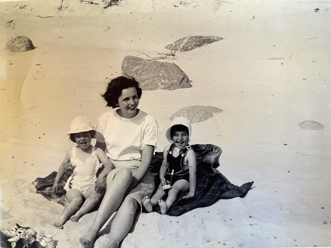 That's my mom - she's the cute little one on the left of the two cute little ones - and my beautiful grandma with my aunt. I'm so grateful for these amazing women in my life; especially my mom. Every year we spend our summer holidays on this same bea