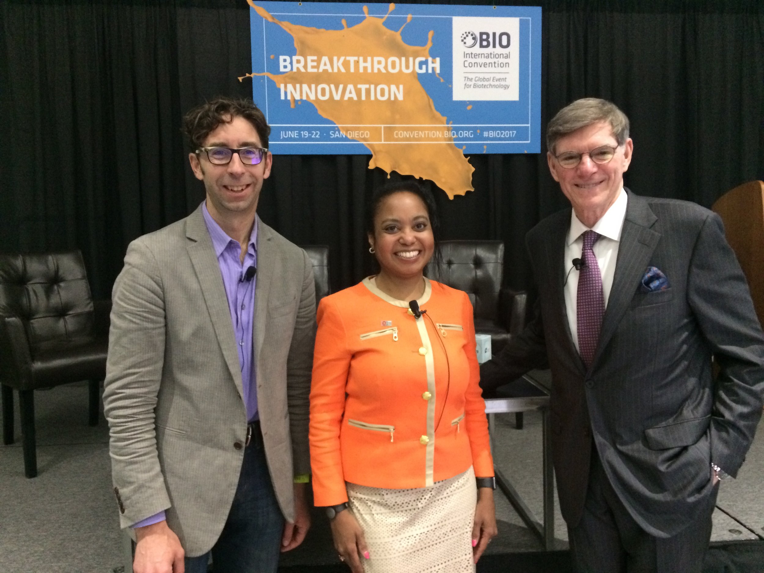  GLI CEO &amp; President, Donna Cryer, Luke Timmerman and Dr. William Hait before their BIO 2017 panel on  A World without Disease: Can we get there?  