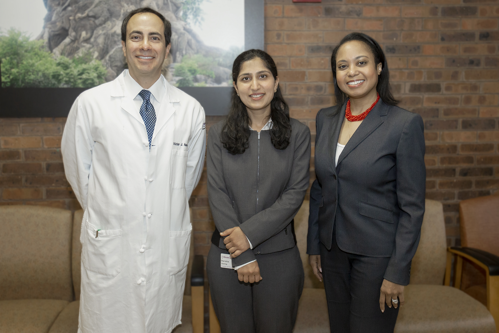  Drs. Victor Navarro and Manisha Verma with GLI President &amp; CEO, Donna Cryer at Einstein in Philadelphia for the research advisory board meeting 