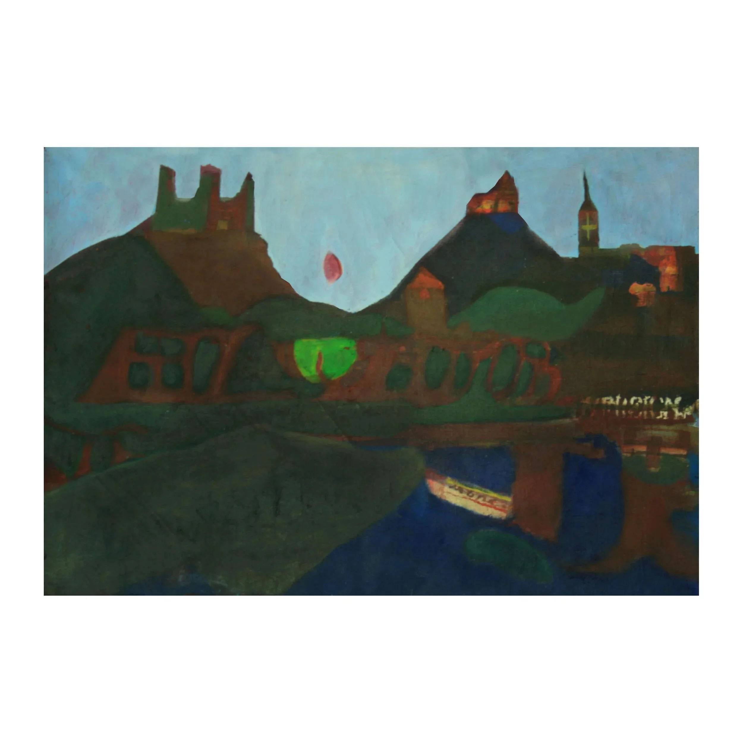 THE LANDSCAPE WITH LAKE AND MOUNTAINS