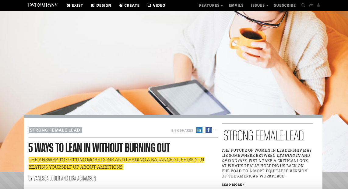 FAST COMPANY How To Lean In Without Burning Out