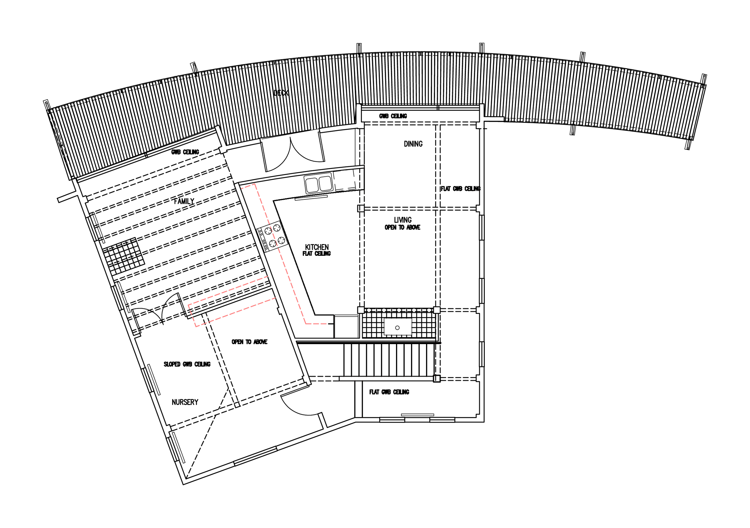Second Floor Plan- Formal Entry and Uncovered Deck