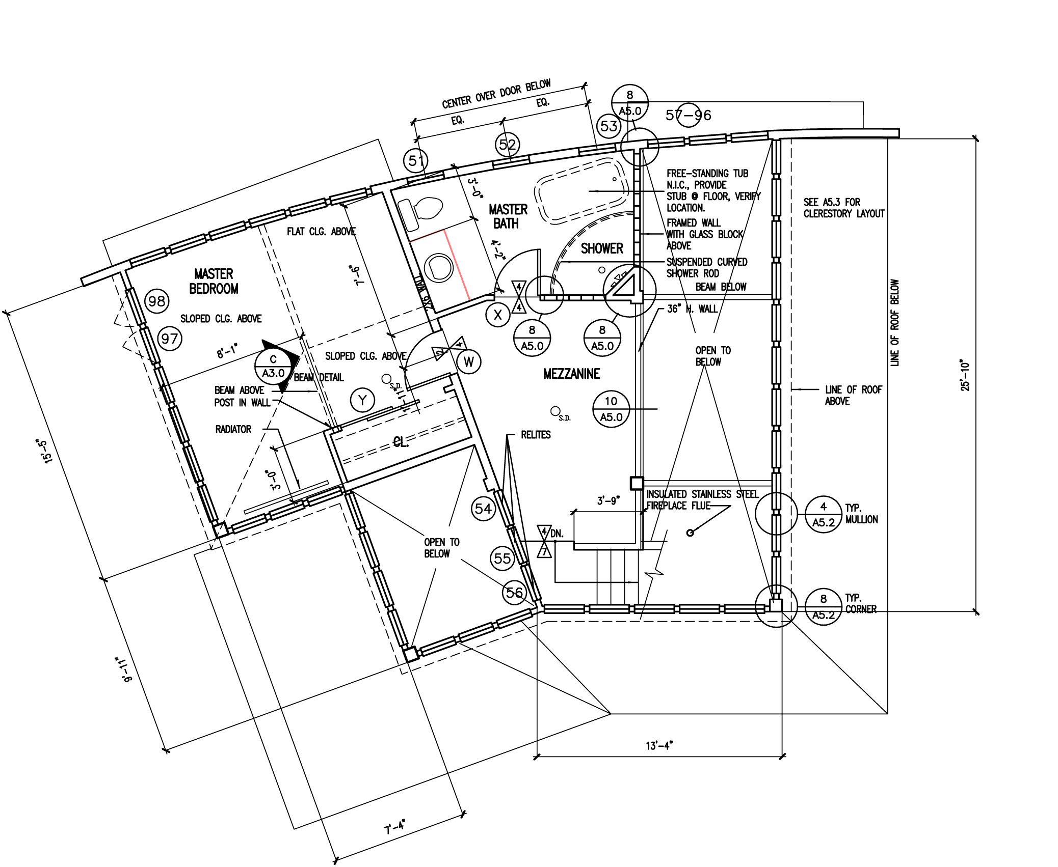 Working Second Floor Plan- the framing of this level was tricky due to the tight tolerances of the roof design.