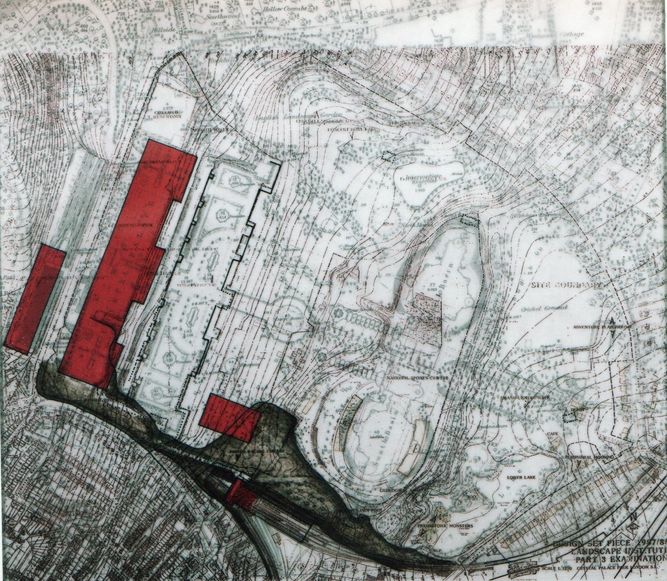 Phase 2 - Crystal Palace begins to deteriorate, brown shading indicates additional deposition of debris.