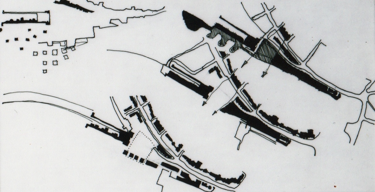 As these sketches explore, the space in front of the rail station is a traditional entrance to park and is now reused.