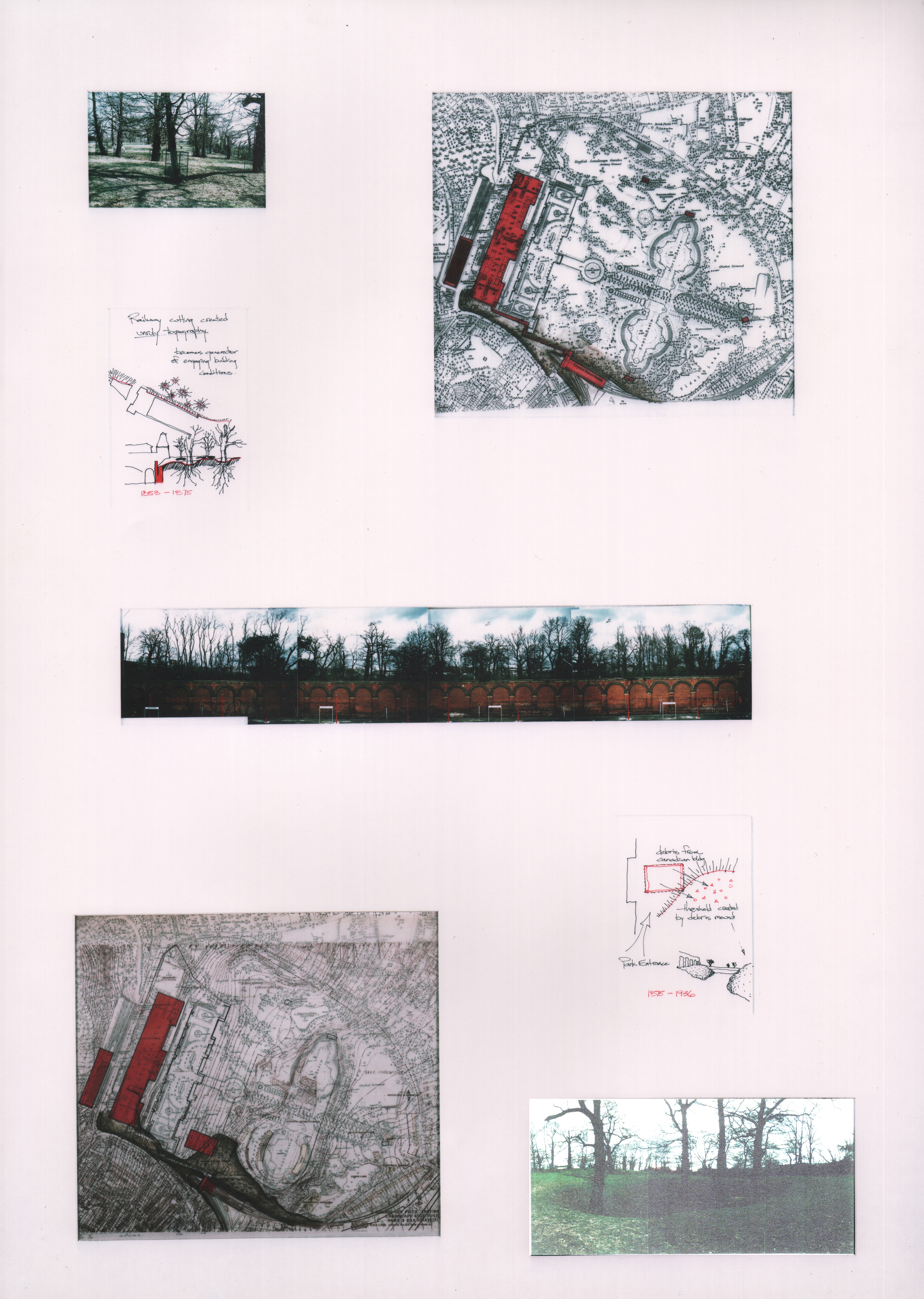 Deposition of 100 years of debris creates unruly topography- trees grow out of craters of backfill.