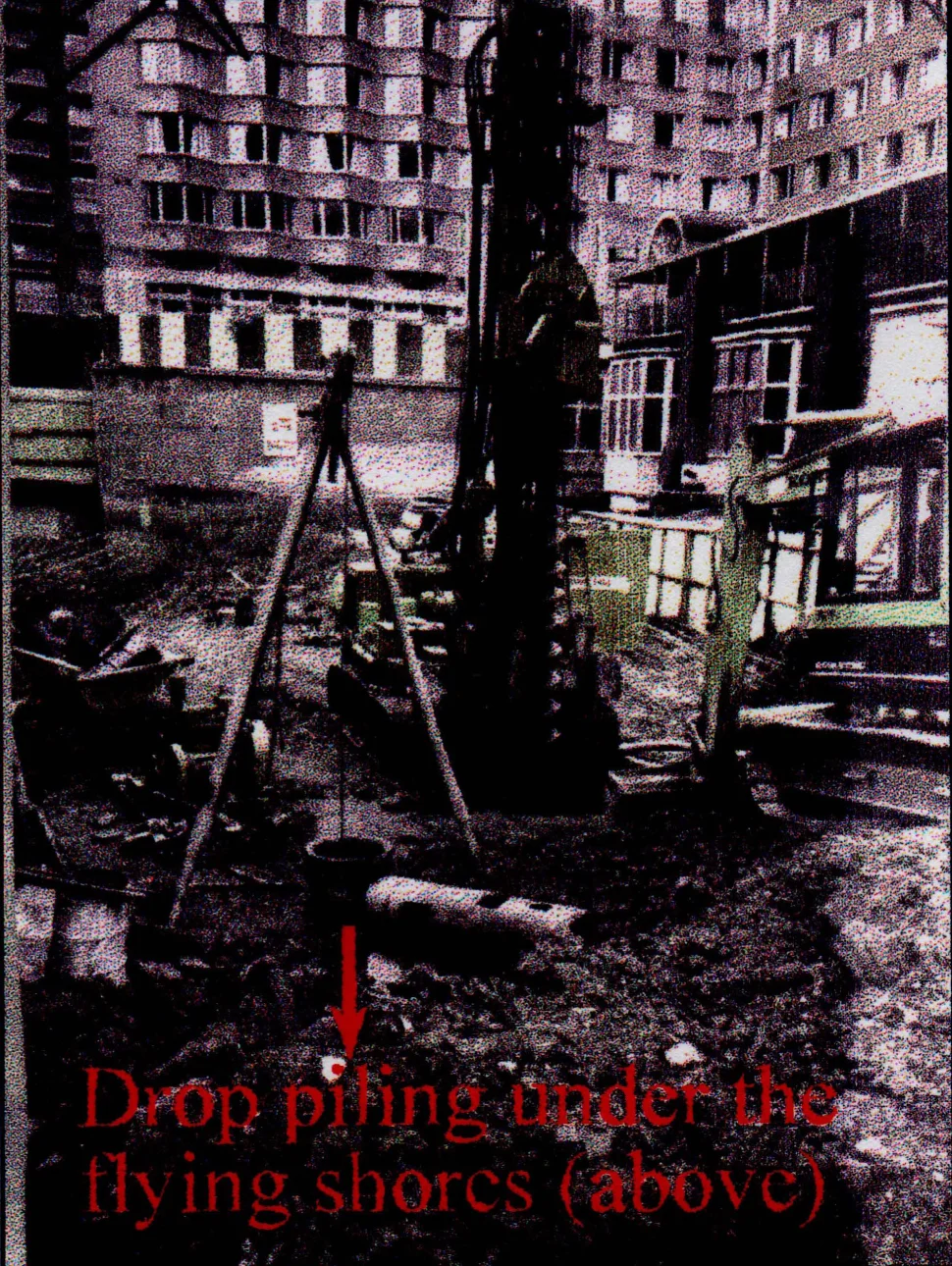 Drop piling is an expensive alternative to a drilling rig for excavating piers.