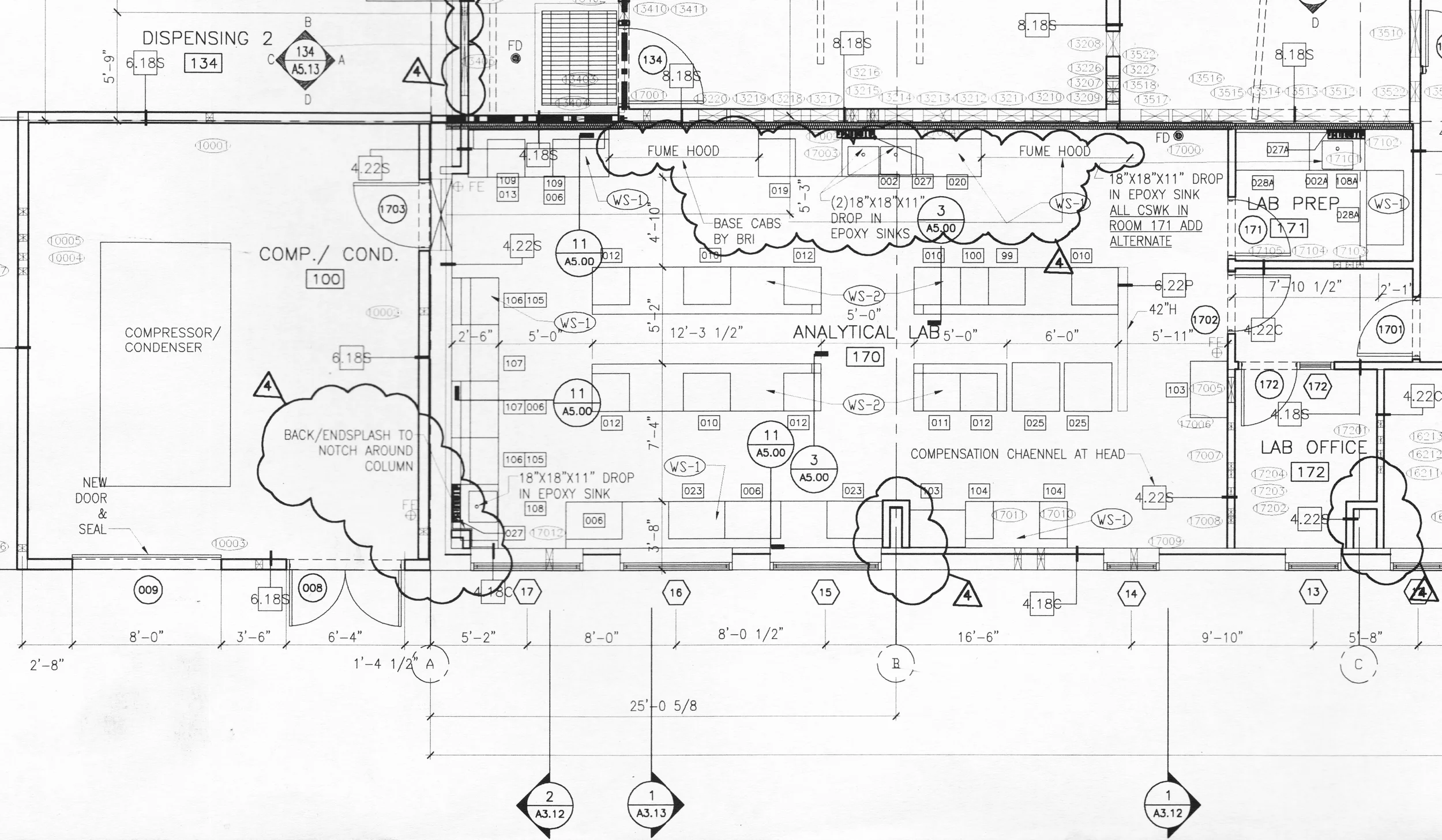 Figure 4: Plan of the Analytical Laboratory (Construction Drawing by JBM)