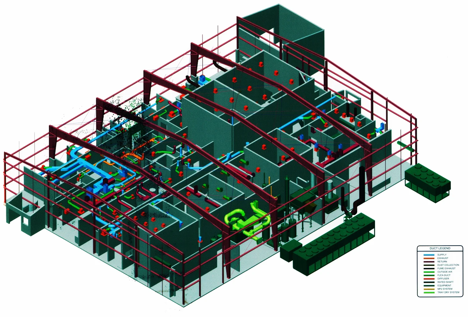 Figure 3: Lower Level Model showing structure, electrical and architectural components.