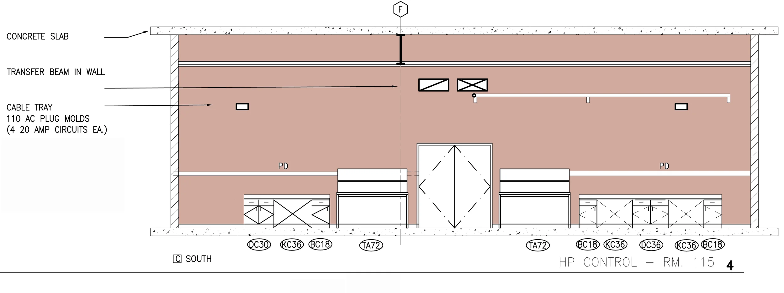 Figure 53: Interior Elevation from Sheet 5.12 Showing HPC Control Room